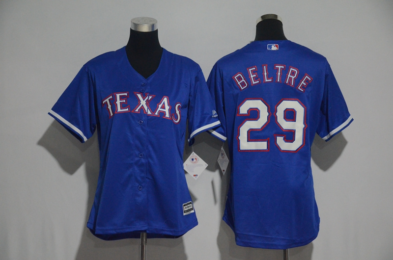 Womens 2017 MLB Texas Rangers #29 Beltre Blue Jerseys